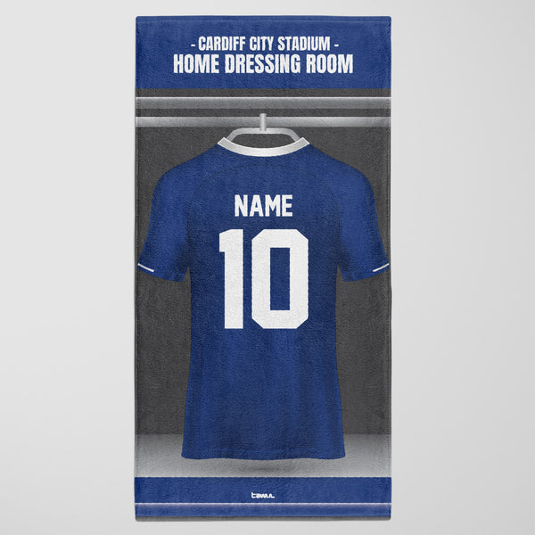 Cardiff City Shirt Personalised Beach Towel