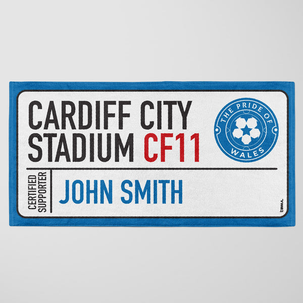 Cardiff City Sign Personalised Beach Towel