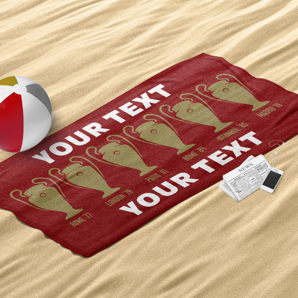 Liverpool Six Cups Personalised Beach Towel