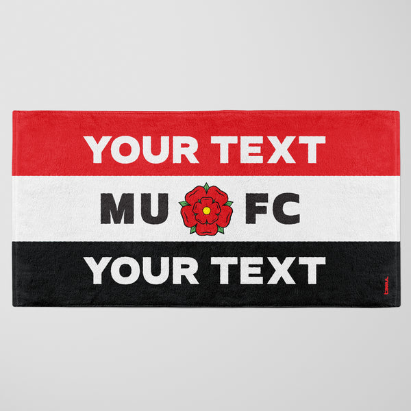 MUFC Rose Personalised Football Flag Beach Towel