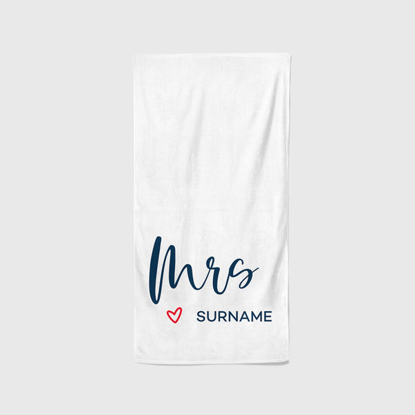 Personalised Beach Towel - "Mrs" Honeymoon Towel