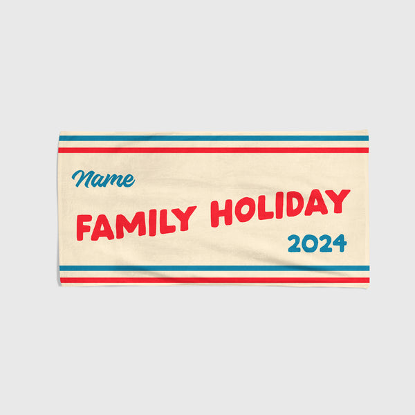 Personalised Beach Towel - Family Retro Holiday