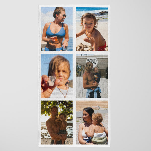 Six Photo Upload Montage Beach Towel