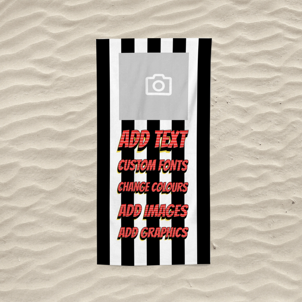 Custom Personalised Beach Towel with Vertical Stripes - 70cm x 140 cm