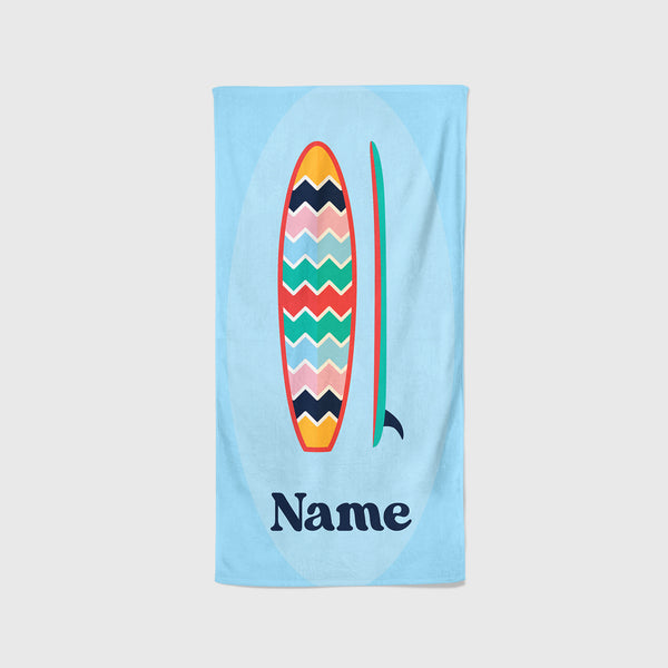 Personalised Beach Towel - Surfboard Blue Towel