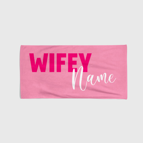 Personalised Beach Towel - "Wifey" Bold Text Towel